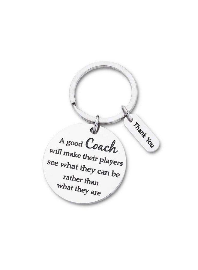 VANLOVEMAC Coach Gift Appreciation Sport Keychain for Basketball Football Baseball Swimming Soccer Gymnastics Retirement Birthday Coaches Men Women from Boys Girls Cheer Key Ring, Silver, round - Image 1