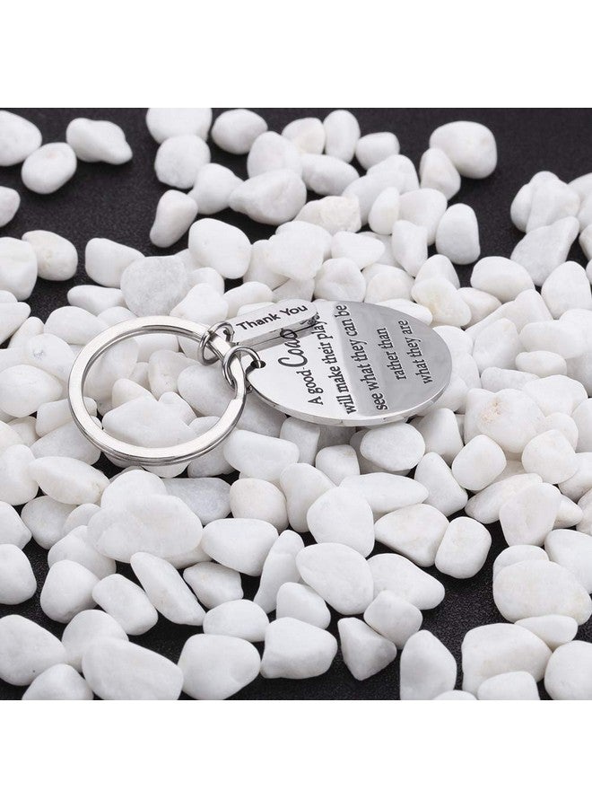 VANLOVEMAC Coach Gift Appreciation Sport Keychain for Basketball Football Baseball Swimming Soccer Gymnastics Retirement Birthday Coaches Men Women from Boys Girls Cheer Key Ring, Silver, round - Image 5