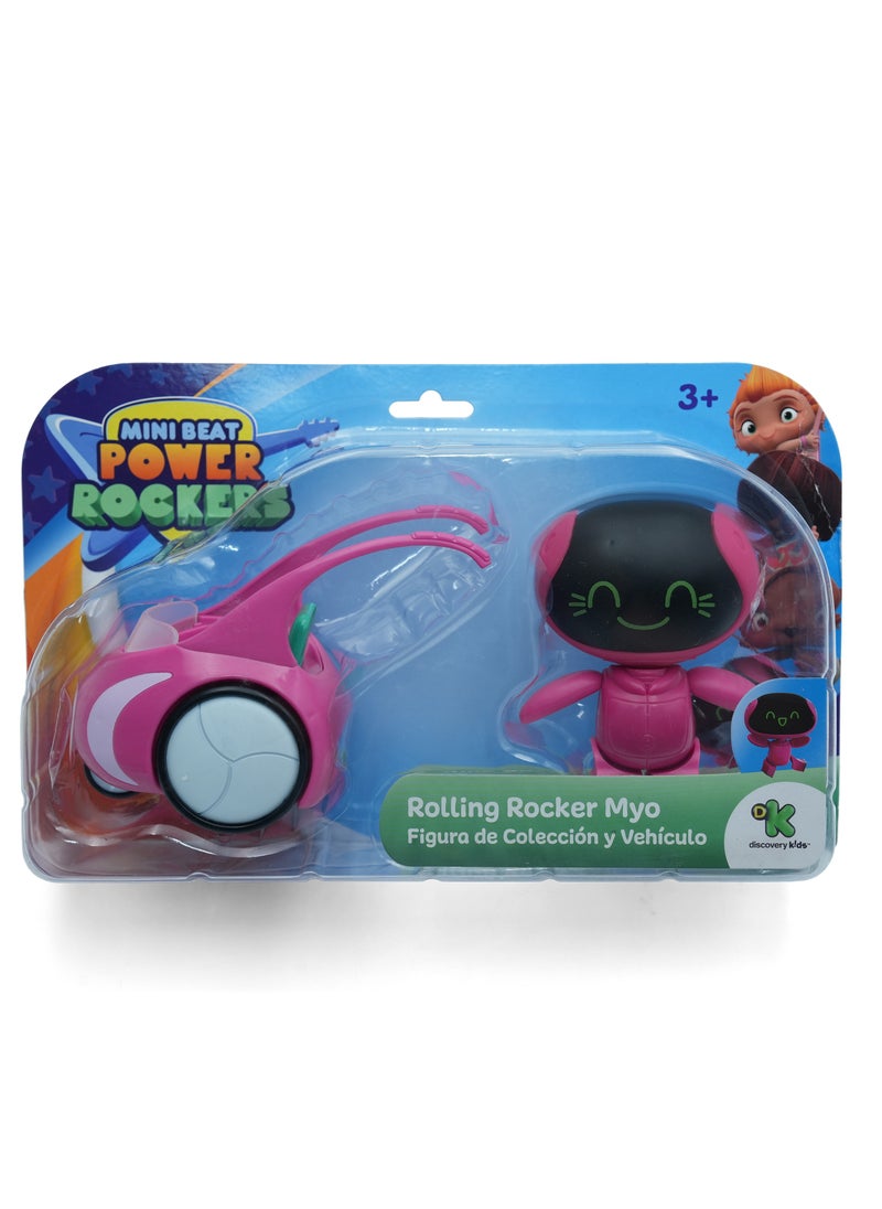 Toy Plus Mini Beat Power Rockers , Rolling Rocker Myo with Vehicle , Collectible Toy Figure & Ride On Accessory , Official Discovery Kids Set , Articulated Myo Character & Rolling Bike , Musical Cartoon Series Toy , Ages 3+ 