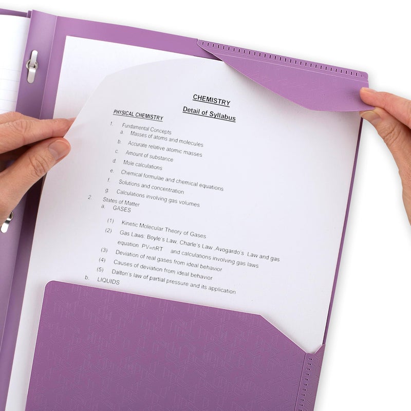 Five Star 2-Pocket Folder, Plastic Folder with Stay-Put Tabs and Prong Fasteners, Holds 8-1/2" x 11" Paper, Amethyst Purple (38750) - Image 4