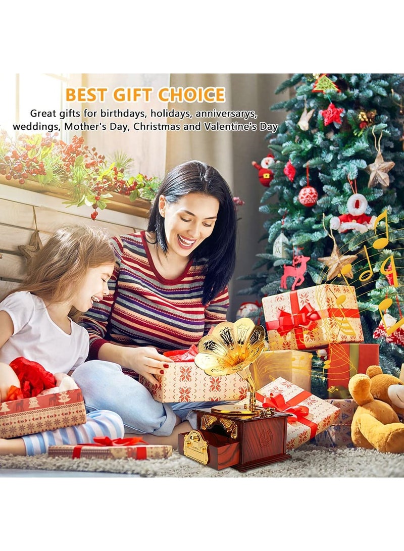 SYOSI صندوق موسيقى صندوق مجوهرات موسيقي صندوق موسيقي ميكانيكي مناسب للبنت أو الحبيبة أو الابنة ديكور طاولة عتيق مقهى بار منزل هدية عيد ميلاد عيد الحب عيد الشكر - Image 3