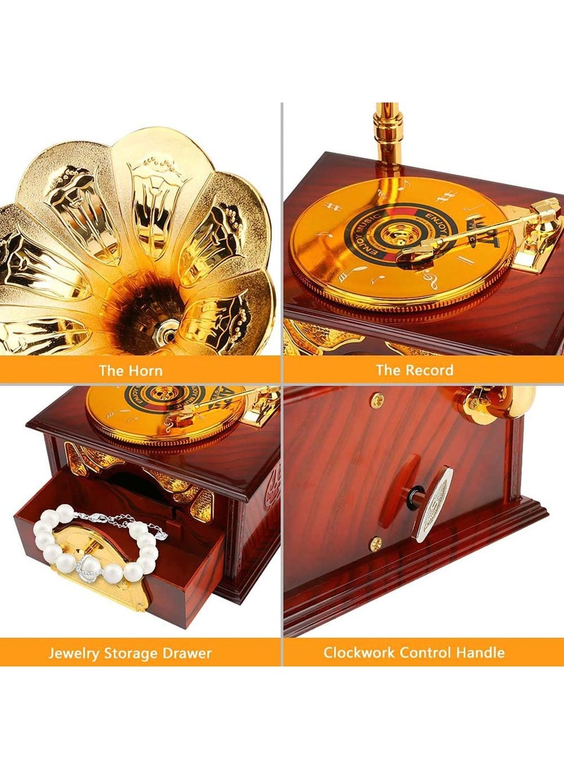 SYOSI صندوق موسيقى صندوق مجوهرات موسيقي صندوق موسيقي ميكانيكي مناسب للبنت أو الحبيبة أو الابنة ديكور طاولة عتيق مقهى بار منزل هدية عيد ميلاد عيد الحب عيد الشكر - Image 4