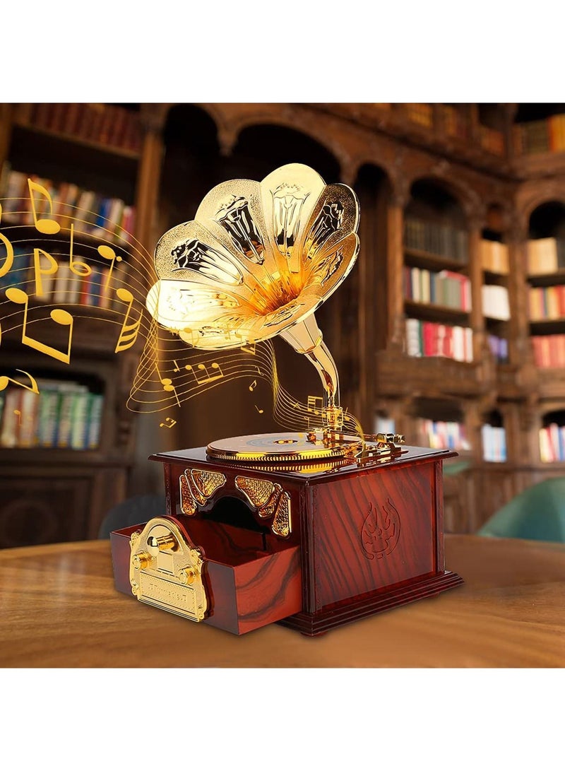SYOSI صندوق موسيقى صندوق مجوهرات موسيقي صندوق موسيقي ميكانيكي مناسب للبنت أو الحبيبة أو الابنة ديكور طاولة عتيق مقهى بار منزل هدية عيد ميلاد عيد الحب عيد الشكر - Image 2