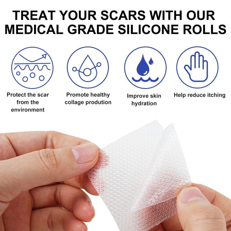 Silicone Scar Sheets 3M Soft Silicone Gel Scar Tape Painless Silicone Tape Roll - Reusable, Medical Grade Silicone Scar Removal Strips for C-Section & Keloid Surgery, Burn, Acne - Image 2