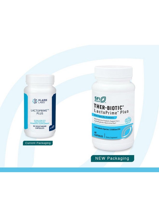 Klaire Labs Lactoprime Plus Probiotic - 25 Billion High CFU for Carb-Sensitive Men & Women, 7 Lactobacillus and 5 Bifidobacterium Blend, FODMAP Compliant & Dairy-Free (60 Capsules, 2 Pack) - Image 2