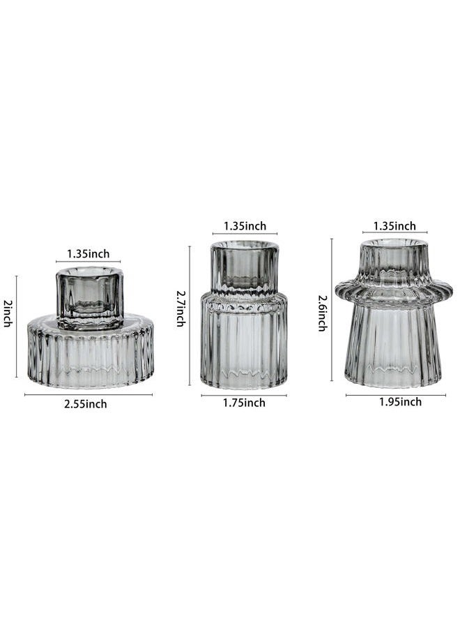 Vixdonos Glass Taper Candlesticks for Table Candles, Wedding and Dinner Decoration (6 Pack, Grey) - Image 2