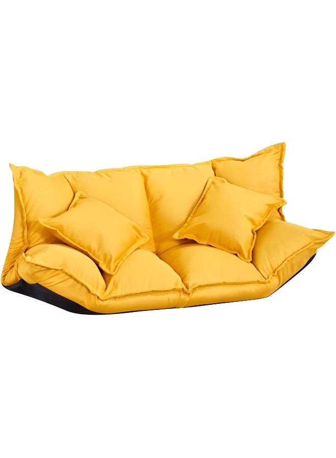 Comfynest Comfynest Contemporary Tight Back Convertible Sleeper Sofa with Fabric Armless Sofa - Yellow, 160.02 x 104.14 x 50.8 cm  - Image 1