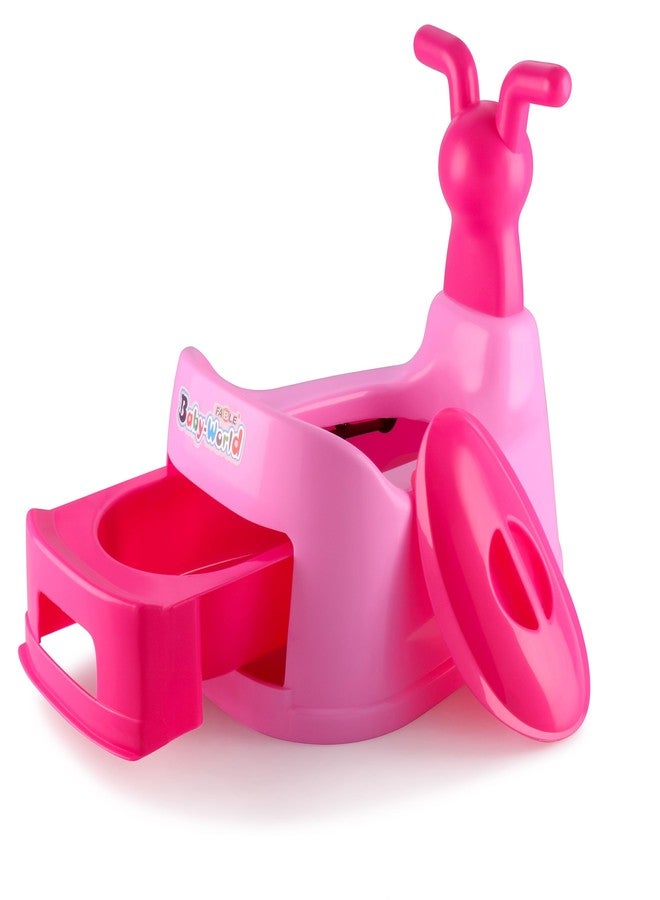 Nabhya Small Potty Toilet Trainer Seat/Chair with Lid and High Back Support for Toddler Boys Girls (Age 7 Months to 2 Years) (Pink) - Image 1