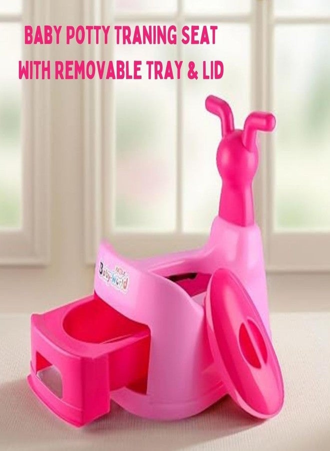 Nabhya Small Potty Toilet Trainer Seat/Chair with Lid and High Back Support for Toddler Boys Girls (Age 7 Months to 2 Years) (Pink) - Image 4