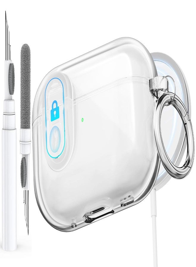 Olytop Clear Case for AirPods Pro 2nd/1st Generation Case with Lock, Effortless MagSafe, Soft TPU Transparent Apple Airpod iPod Pro Cover 2nd/1st Gen 2023/2022/2019 with Cleaning Kit&Keychian, Clear - Image 1