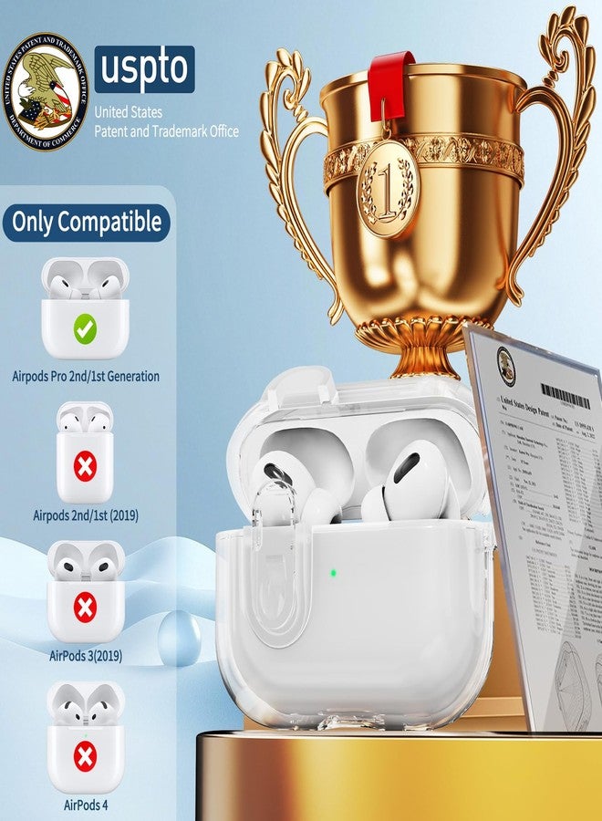 Olytop Clear Case for AirPods Pro 2nd/1st Generation Case with Lock, Effortless MagSafe, Soft TPU Transparent Apple Airpod iPod Pro Cover 2nd/1st Gen 2023/2022/2019 with Cleaning Kit&Keychian, Clear - Image 2