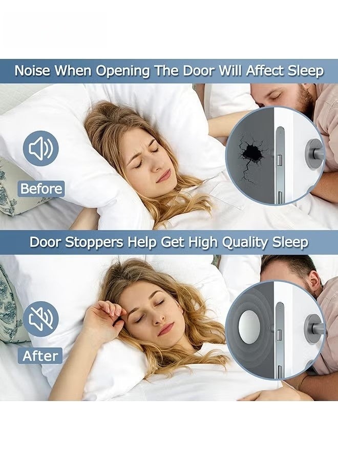 4 PCS Door Stoppers Wall Protector - Silicone Door Knob Guard Wall Shield - Door Handle Bumper Self Adhesive Silencer Soft Rubber Crash Pad for Home Office - White - Image 4