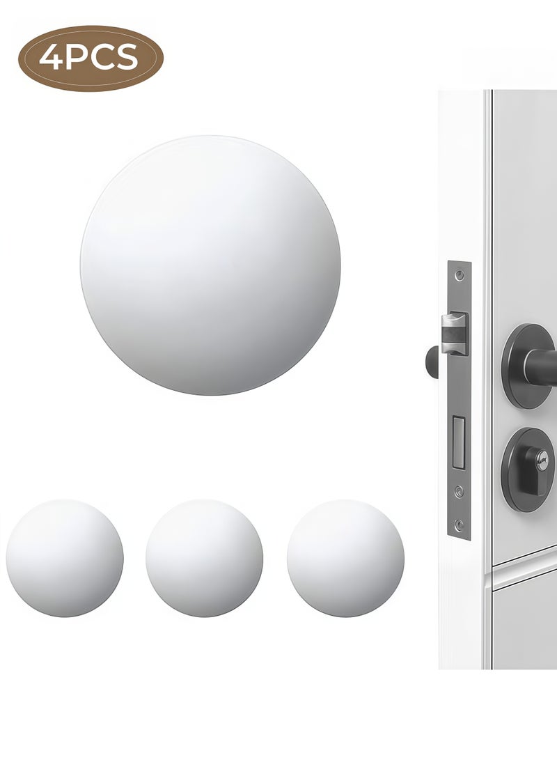 4 PCS Door Stoppers Wall Protector - Silicone Door Knob Guard Wall Shield - Door Handle Bumper Self Adhesive Silencer Soft Rubber Crash Pad for Home Office - White - Image 1
