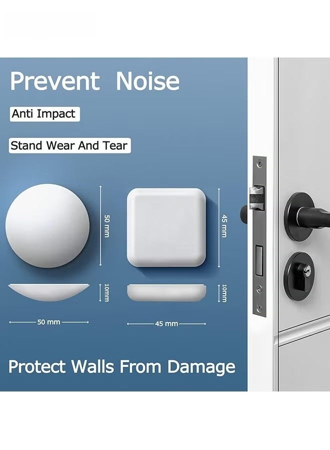 4 PCS Door Stoppers Wall Protector - Silicone Door Knob Guard Wall Shield - Door Handle Bumper Self Adhesive Silencer Soft Rubber Crash Pad for Home Office - White - Image 2