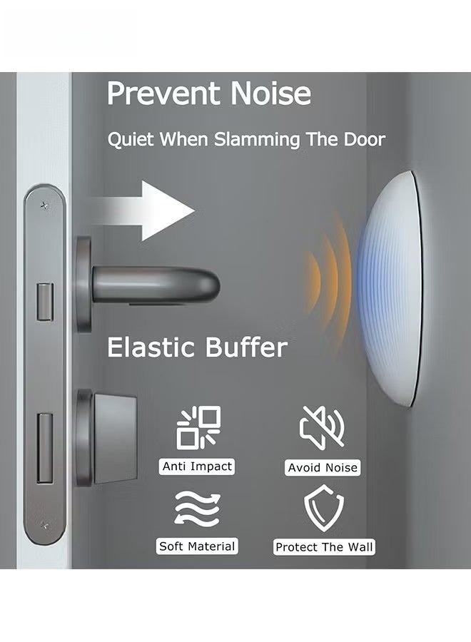 4 PCS Door Stoppers Wall Protector - Silicone Door Knob Guard Wall Shield - Door Handle Bumper Self Adhesive Silencer Soft Rubber Crash Pad for Home Office - White - Image 5
