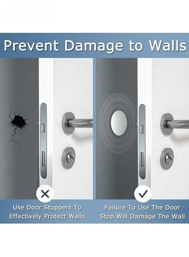4 PCS Door Stoppers Wall Protector - Silicone Door Knob Guard Wall Shield - Door Handle Bumper Self Adhesive Silencer Soft Rubber Crash Pad for Home Office - White - Image 3