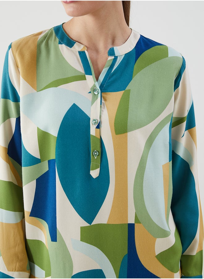LC WAIKIKI - Notch Neck Patterned Blouse - Image 1