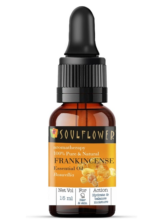 Soulflower Frankincense Essential Oil- Pure, Organic, Natural & Undiluted Therapeutic Grade Essential Oil| Healthy Hair, Face, Skin Wrinkles, Scalp, Control Acne| Boswellia Genus -Chemical Free|15Ml  - Image 1