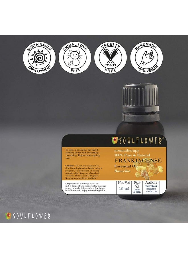 Soulflower Frankincense Essential Oil- Pure, Organic, Natural & Undiluted Therapeutic Grade Essential Oil| Healthy Hair, Face, Skin Wrinkles, Scalp, Control Acne| Boswellia Genus -Chemical Free|15Ml  - Image 4