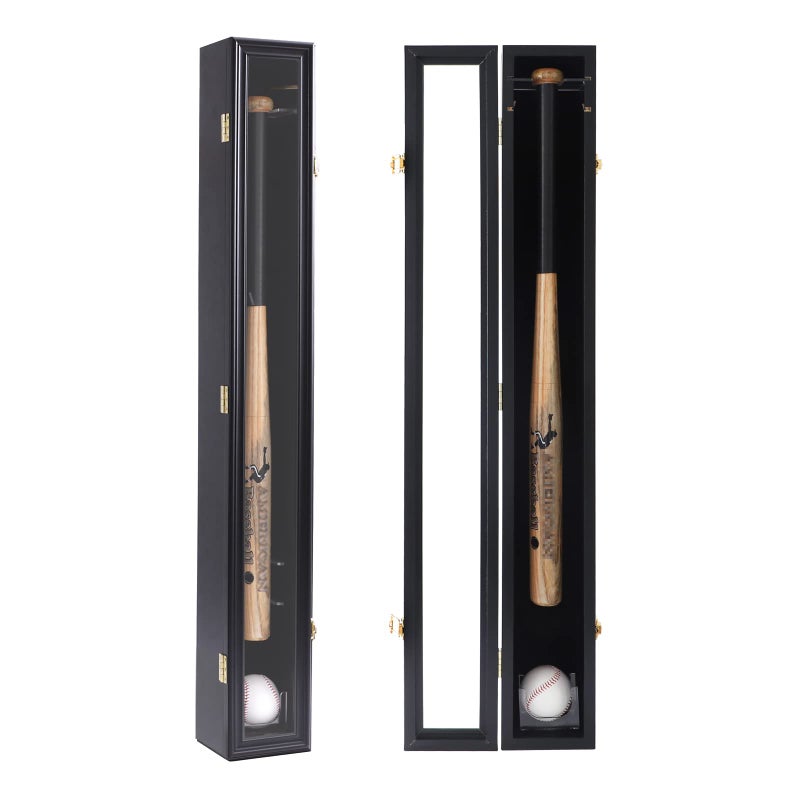 HOROW HOROW Baseball Bat Display Case Wooden Frame with Acrylic Transparent Door Holder Rack Cabinet Wall Mounted Shadow Box Vertical or Horizontal w98 UV ProtectionLock