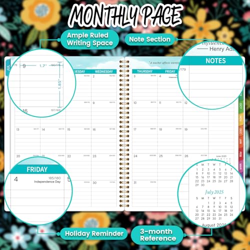 Journaltastic Teacher Planner 2025-2026 - Teacher Lesson Planner 2025-2026, from July 2025 to June 2026, 8.5" x 11", Spiral Bound Planners, Weekly & Monthly Planners with Colourful Monthly Tabs - Image 3
