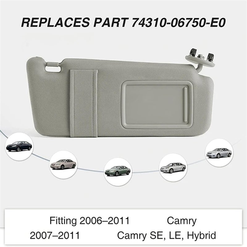 QASULER Beige Sun Visor for Toyota Camry 2006-2011 - Image 4