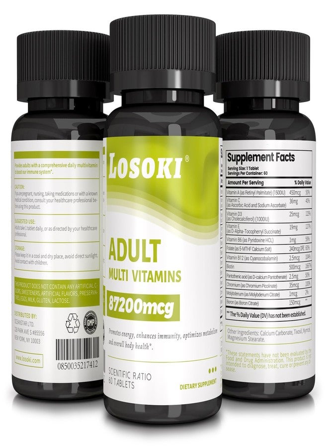 Losoki Adult Multi Vitamins - Comprehensive Daily Multivitamin Supplement for Men and Women - 60 Tablets for Enhanced Energy, Vitality, and Immune Support - Image 3