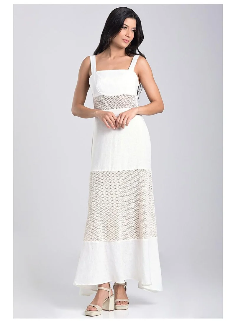 Linen Dress with Natural Cutouts