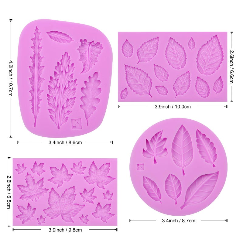 acvcatto Leaf Fondant Silicone Molds  Maple Leaf Cake Mold  Fern Leaves Chocolate Baking Mold for Cake Decoration Cupcake Topper Candy Sugar Craft Gum Paste Clay Resin - Image 2