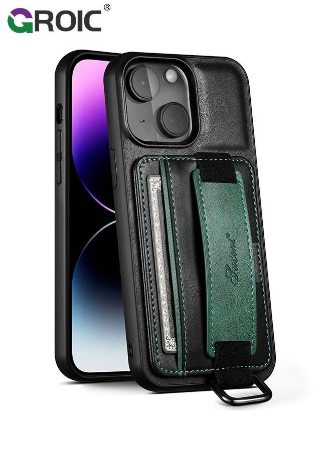 GROIC - Design for iPhone 15 Plus Phone Case with Adjustable Wrist Strap Kickstand Protective Cover,Card Slot Slim Shockproof Phone Shell  for iPhone 15 Plus 6.7 inch - Image 1