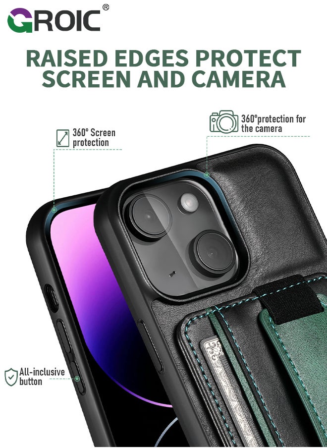 GROIC - Design for iPhone 15 Plus Phone Case with Adjustable Wrist Strap Kickstand Protective Cover,Card Slot Slim Shockproof Phone Shell  for iPhone 15 Plus 6.7 inch - Image 1