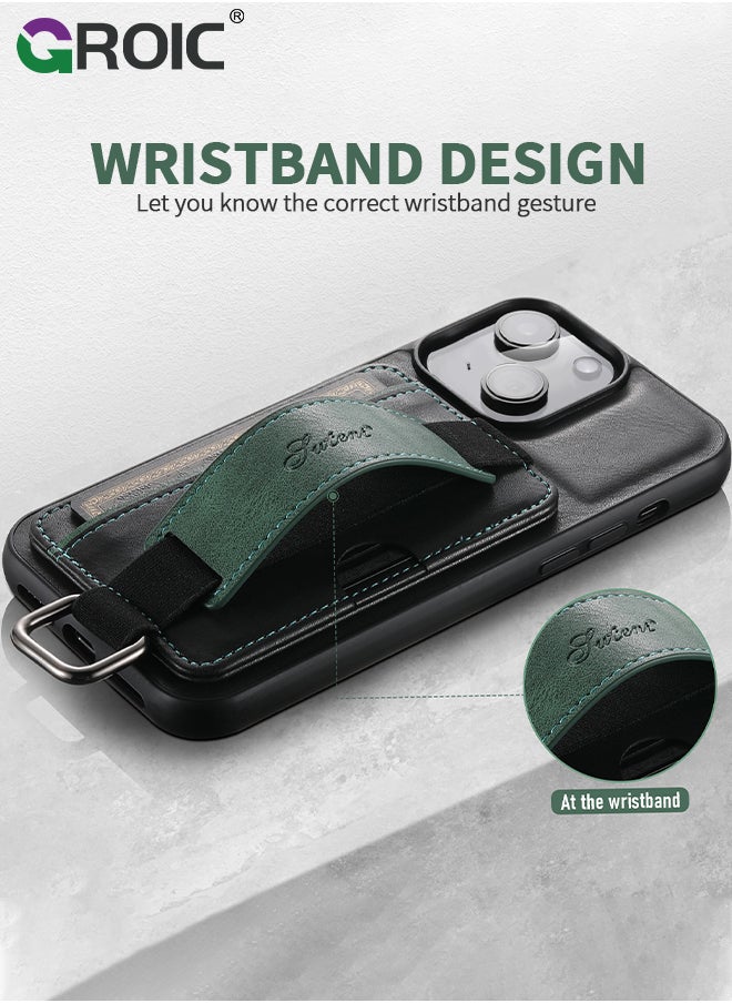 GROIC - Design for iPhone 15 Plus Phone Case with Adjustable Wrist Strap Kickstand Protective Cover,Card Slot Slim Shockproof Phone Shell  for iPhone 15 Plus 6.7 inch - Image 1
