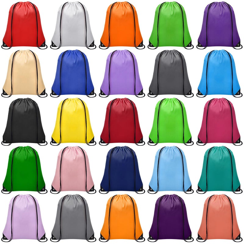 Grneric 25 Pieces Drawstring Bags Bulk Drawstring Backpack Draw String Bag Cinch Sack for Gym Traveling Yoga Outdoor Sports (25 Colors) - Image 1