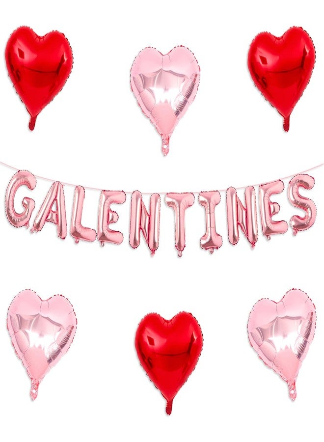 Tagberoy Rose Gold Galentines Balloons, 16 Inch Galentines Day Balloons Red Rose Gold Heart Balloon for Galentines Party Hotel Room Office Classroom Decor - Image 1