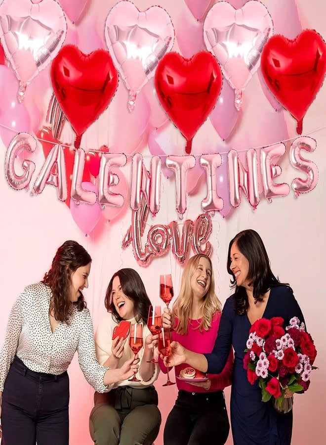 Tagberoy Rose Gold Galentines Balloons, 16 Inch Galentines Day Balloons Red Rose Gold Heart Balloon for Galentines Party Hotel Room Office Classroom Decor - Image 4