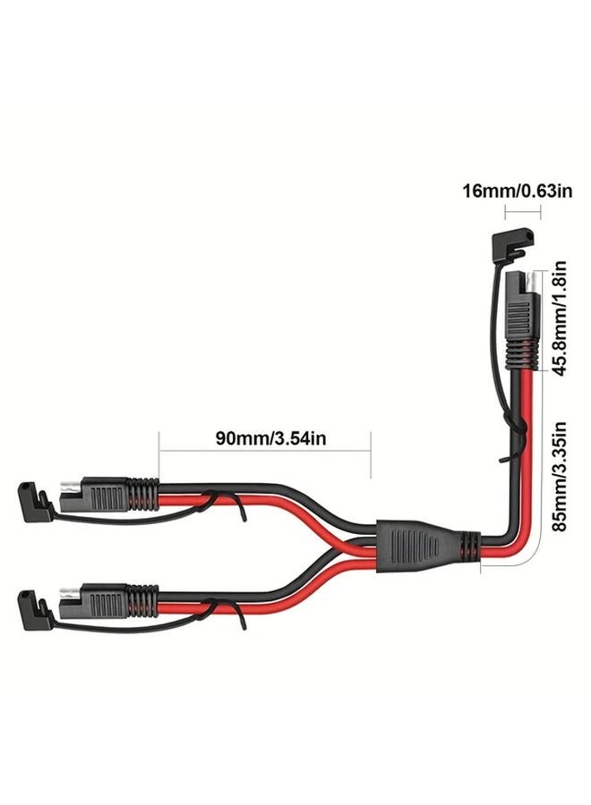 1ft SAE Extension Cable Y Splitter 1 to 2 Connector 10AWG Wire Harness - Image 3