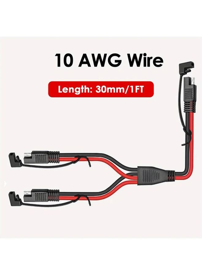 1ft SAE Extension Cable Y Splitter 1 to 2 Connector 10AWG Wire Harness - Image 4