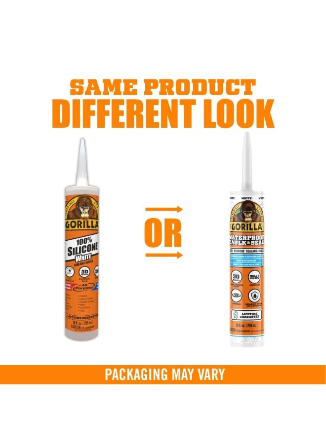 Gorilla 100 Percent Silicone Sealant Caulk Waterproof And Mold & Mildew Resistant White 10 Ounce Cartridge Pack Of 1 8060002 - Image 5