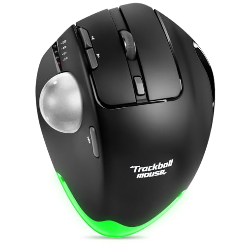 TRELC Wireless Trackball Mouse Ergonomic Rollerball Mouse with 4800 DPI7 Programmable Buttons Thumb Control Mice Rechargeable Optical Mouse for 3 Devices for Windows PC Laptop Tablet Black - Image 1