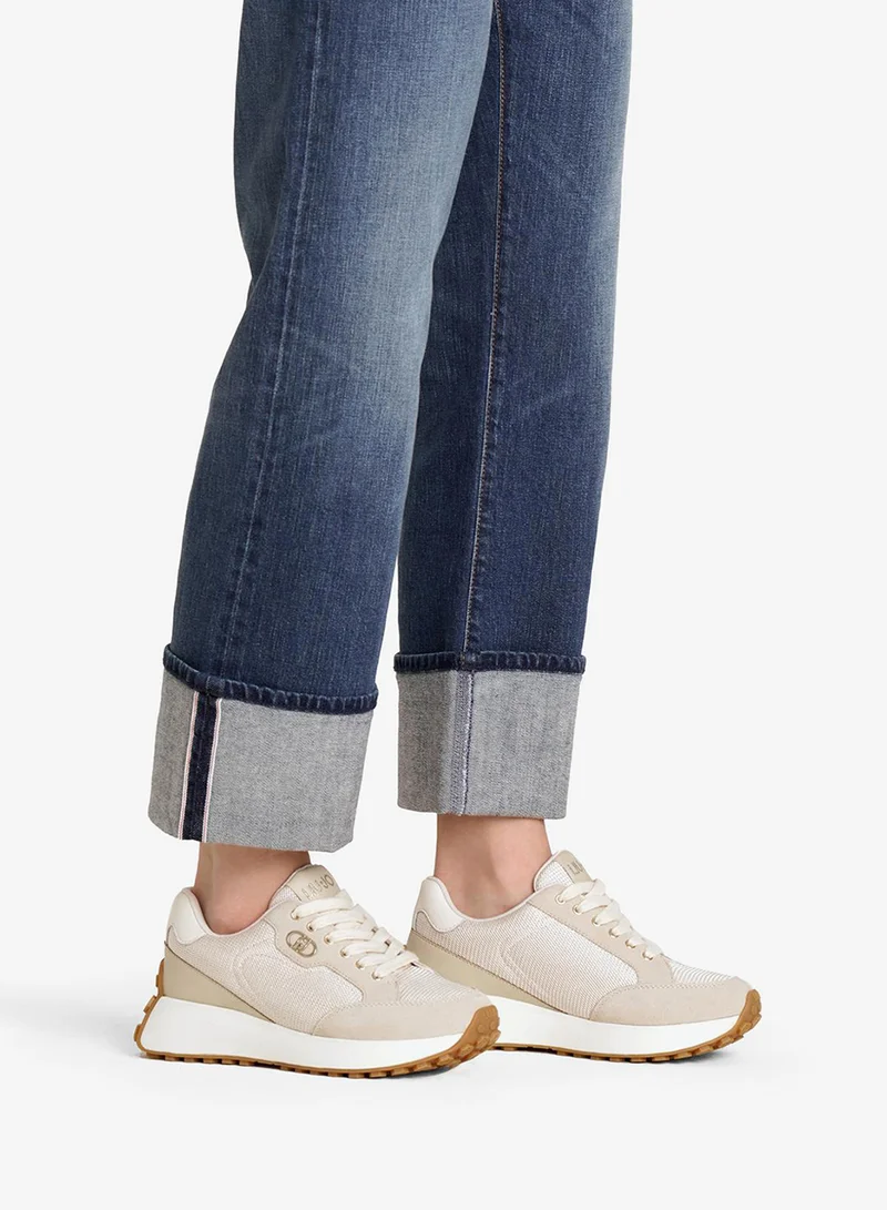 ليو جو أحذية رياضية جلدية وشبكية لامعة