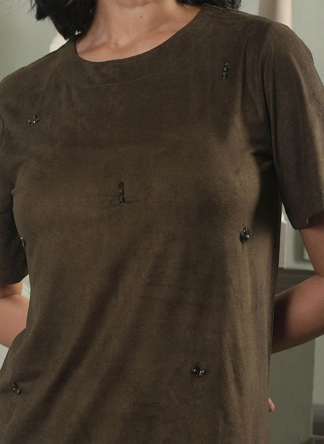 Salt Attire SALT ATTIRE Women Embellished T-shirt Dress