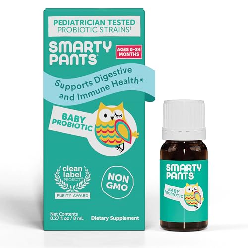 SmartyPants SmartyPants Baby Probiotic Drops Probiotics for Digestive Health and Immune Support Supplement for Infants 024 Months Vegan Gluten Free Pediatrician Tested 30 Day Supply