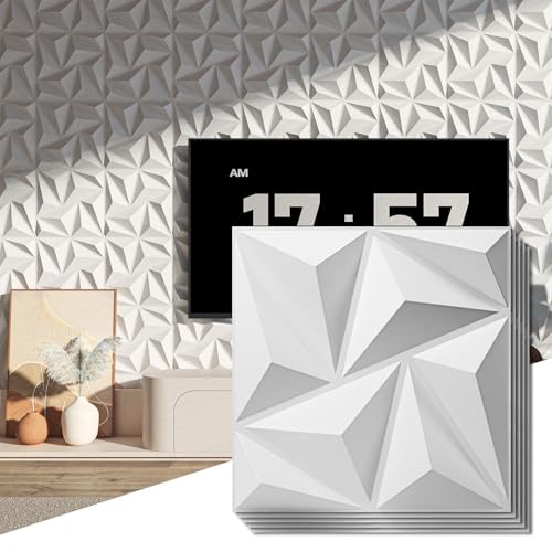 Art3d 3D Wall Panels 20 Pack 118 x 118 19 Sqft PVC Wall Panels Glue Up Wall Decor for Living Room Bedroom Office White - Image 1