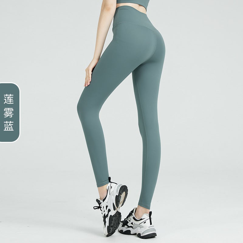 Generic Seamless High-Waist Yoga Pants for Women Lotus mist blue [double-sided sanding soft waxy]]
