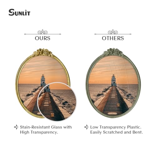 Sunlit Vintage Picture Frame 8x10 Inch, Oval Antique Photo Frames with Glass Front, Luxury Photo Display, Tabletop Wall Hanging, Gift Ideas, Golden Rose - Image 3