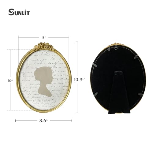 Sunlit Vintage Picture Frame 8x10 Inch, Oval Antique Photo Frames with Glass Front, Luxury Photo Display, Tabletop Wall Hanging, Gift Ideas, Golden Rose - Image 2