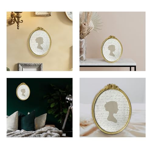 Sunlit Vintage Picture Frame 8x10 Inch, Oval Antique Photo Frames with Glass Front, Luxury Photo Display, Tabletop Wall Hanging, Gift Ideas, Golden Rose - Image 4