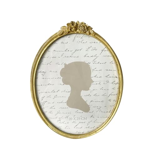 Sunlit Vintage Picture Frame 8x10 Inch, Oval Antique Photo Frames with Glass Front, Luxury Photo Display, Tabletop Wall Hanging, Gift Ideas, Golden Rose - Image 1