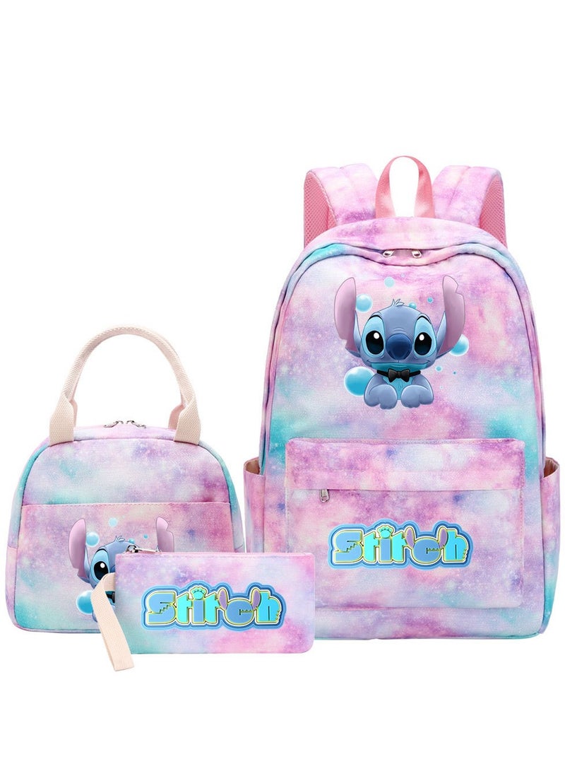 Stitch Printed Three Piece Set Backpack