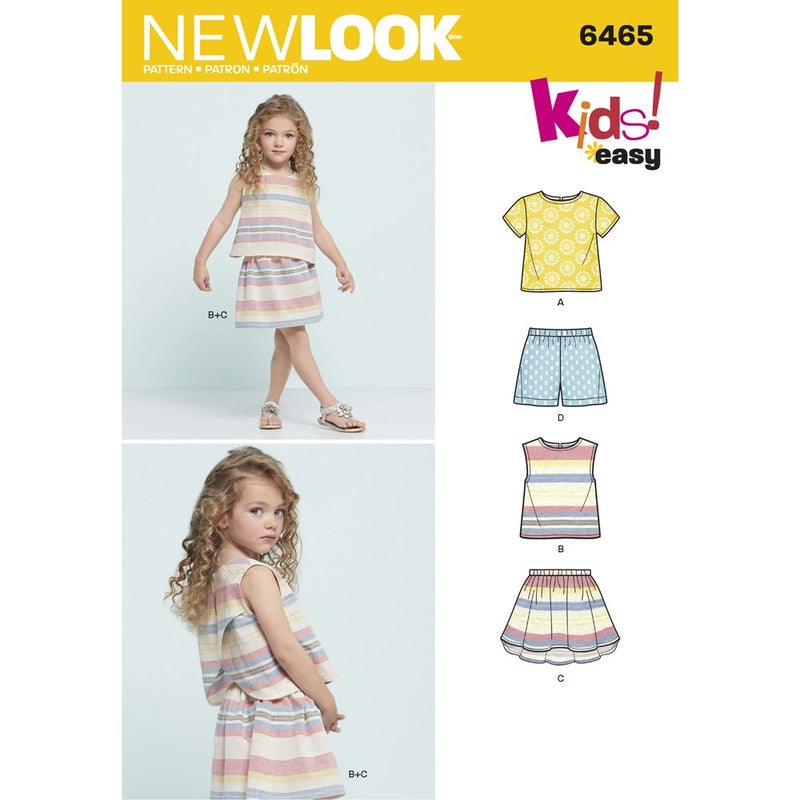 NEW LOOK Patterns Childs Easy Top Skirt and Shorts A 345678 6465